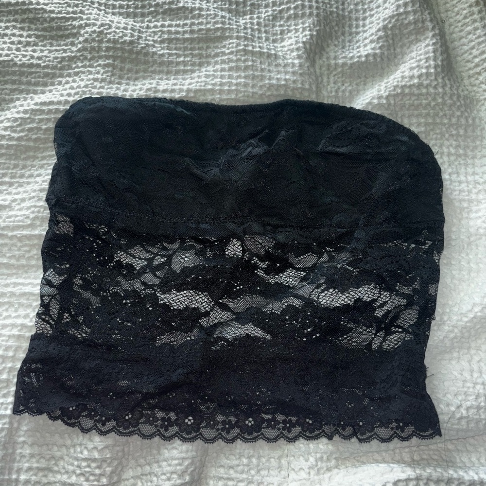 Black Lace Strapless Top